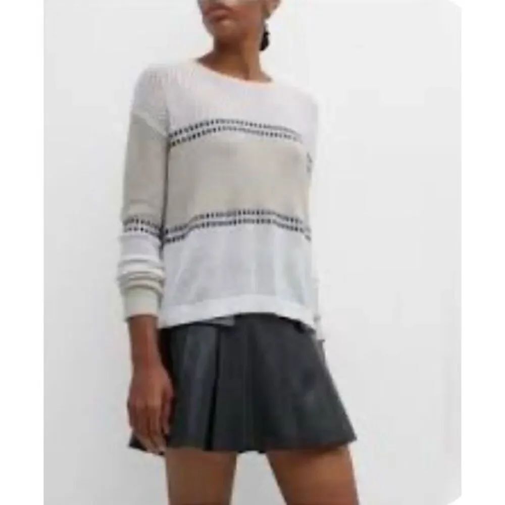 Lisa Todd Textured Colorblock Sweater in Crean & Black NWT Size Small